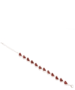Teardrop Rhinestone Bracelet Link BL810001 SILVER RED